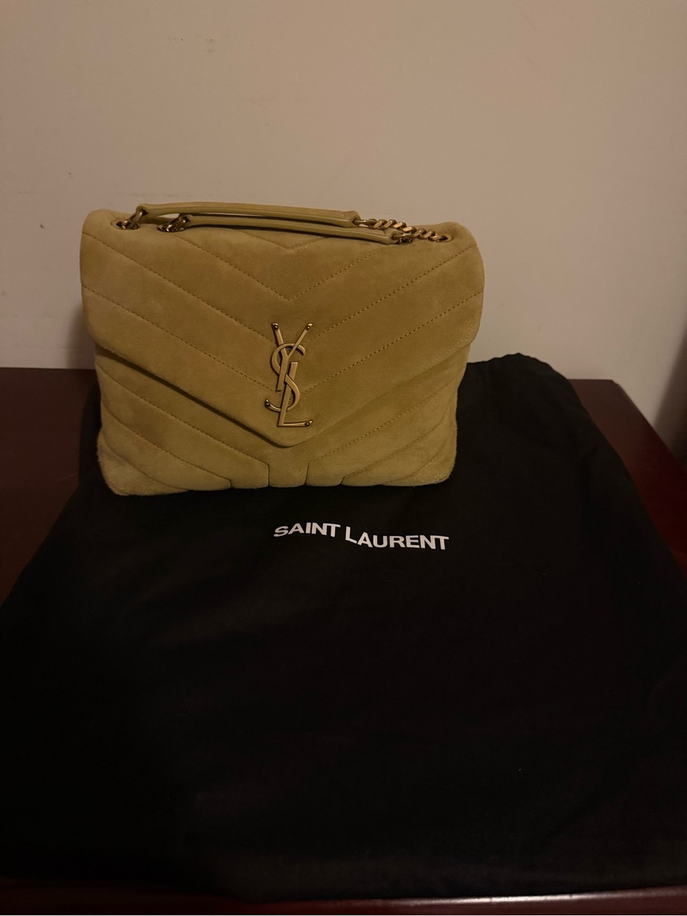 Saint Laurent Lou Lou Suede Quilted Shoulder Bag